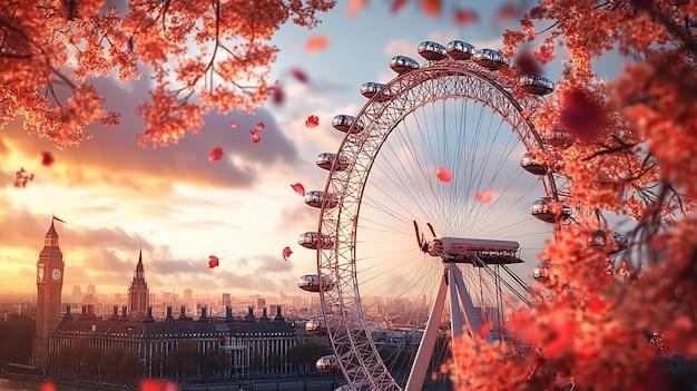 London Eye as a Ferris Wheel of Seasons | Premium AI-generated image